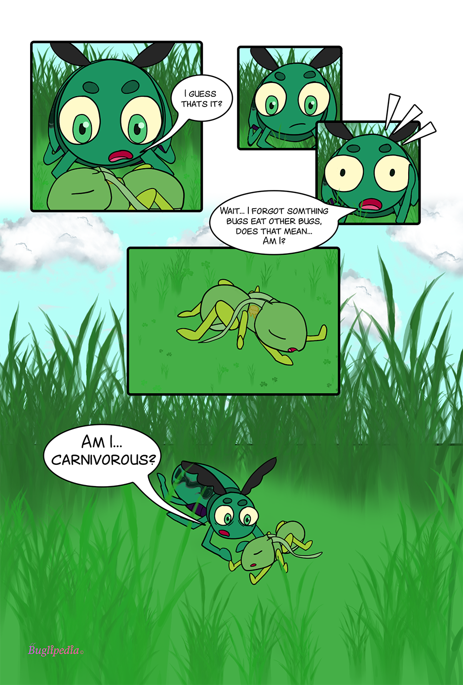 Buglipedia Chapter 2 Page 6 Carnivorous Beetle. Andrew won, but what now, should he leave the aphid at peace?