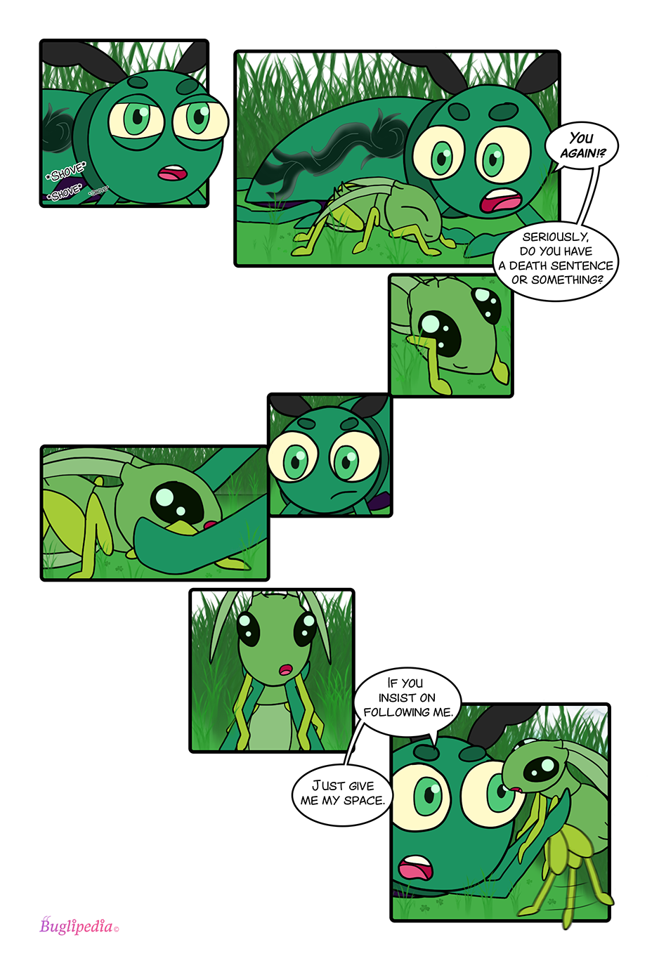 Chapter 2 page 13 Beetle picks up an aphid, and tells it to give him space