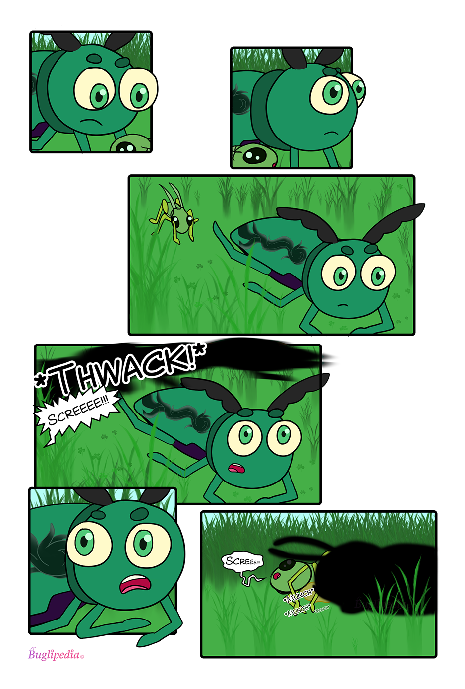 Chapter 2 page 14 Beetle sees suspicious bug eat aphid